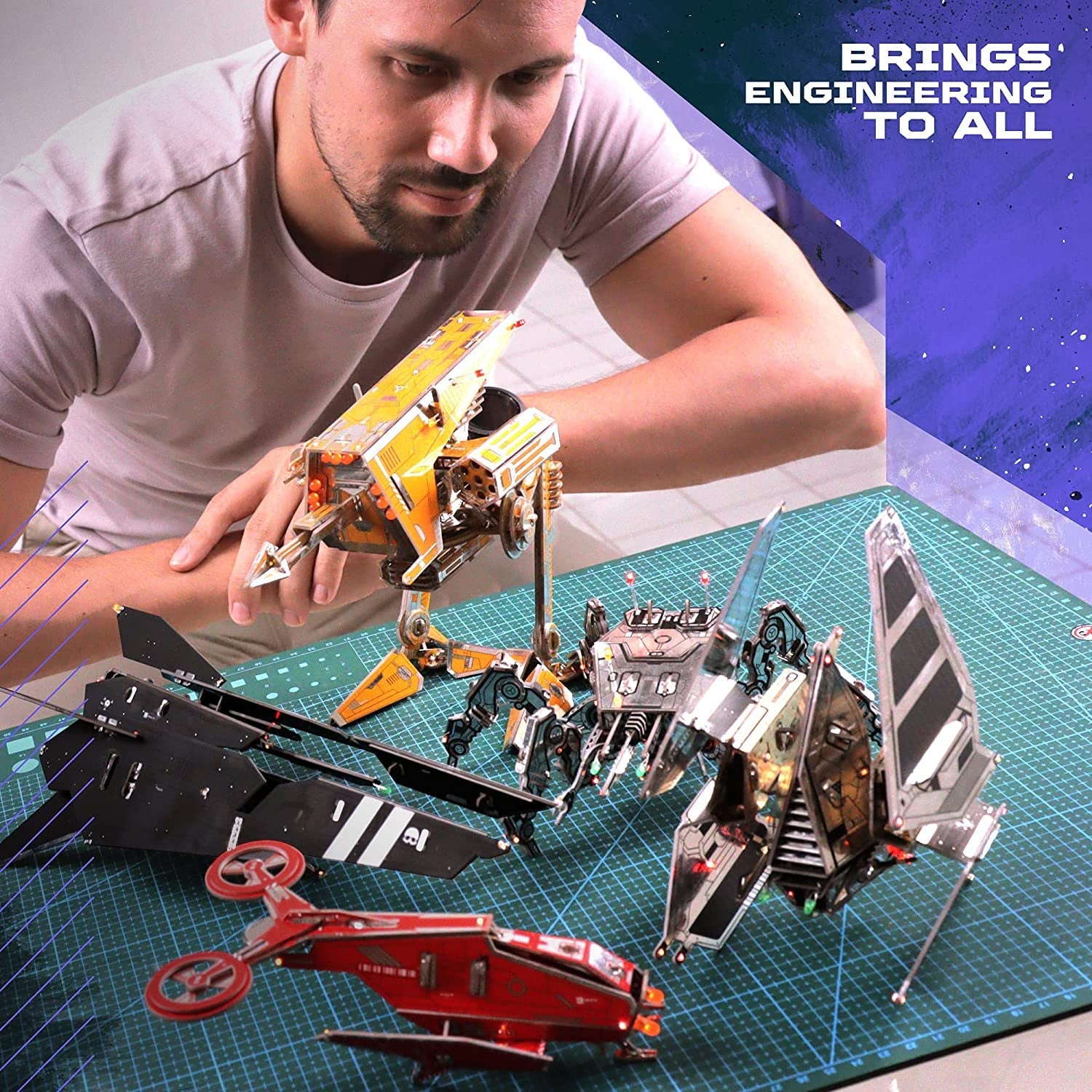 Robot Building Kit - W4 Scout Recon - DIY STEM Science Toys for Kids - Educational Robotics Kit - Printed Circuit Board Set - Build Your Own Robotic Spaceship Kits - Engineering Toy Gift