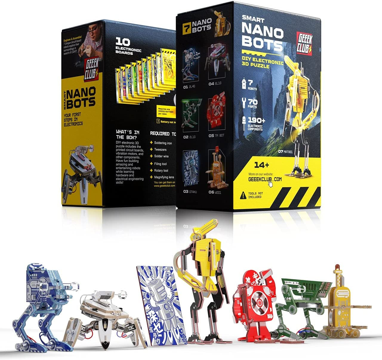 Robot Building Kit for Kids and Adults - Smart Nano Bots STEM Robotics Kits - Educational DIY Build Your Own Robot Set - Circuit Board Engineering Robotic Kid Science Toys (No Tools)