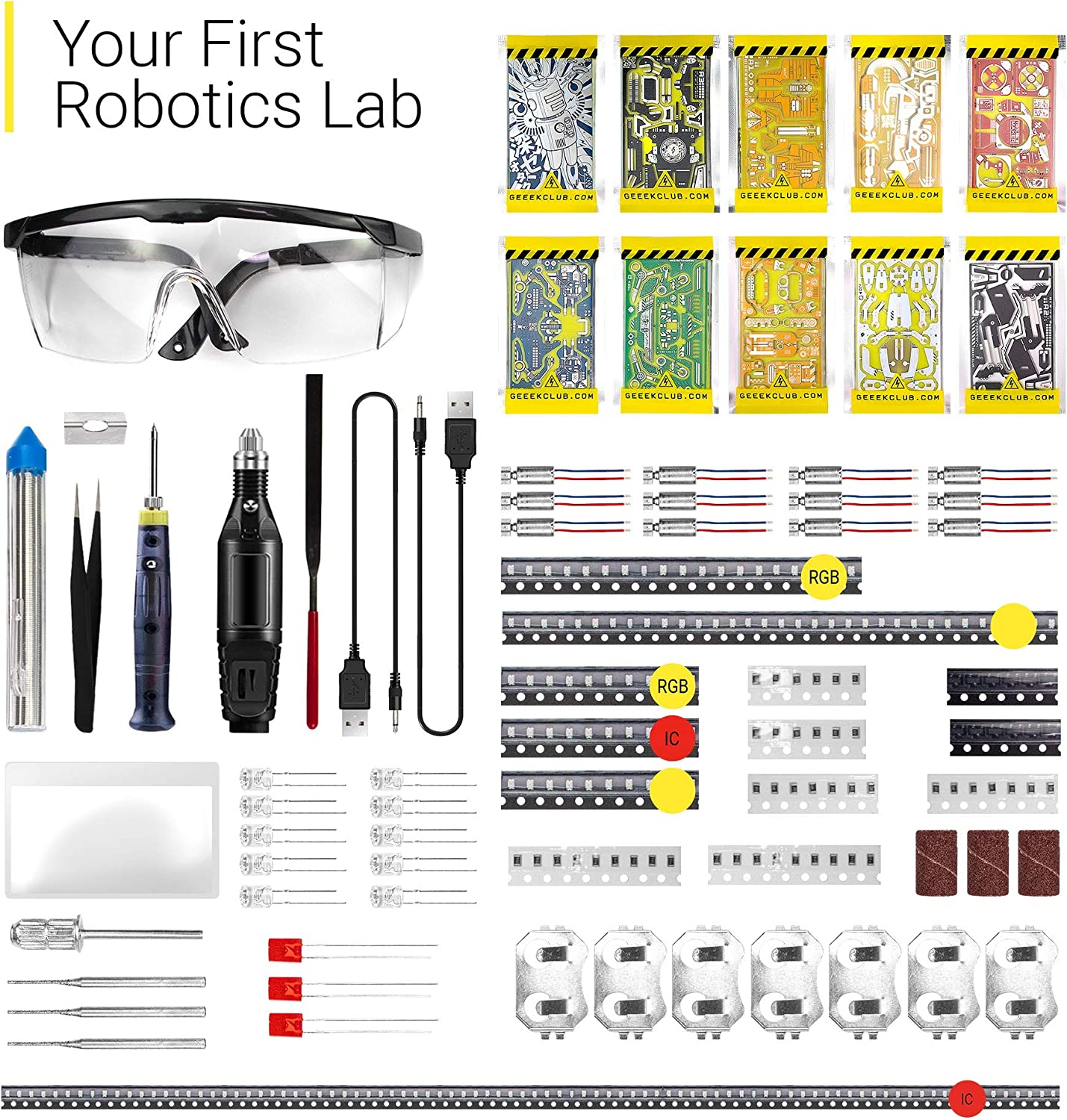  Geeek Club Robot Building Kit for Kids and Adults - Smart Nano  Bots STEM Robotics Kits with Tools - Educational DIY Build Your Own Robot  Set - Circuit Board Engineering Robotic